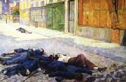 Maximilien Luce A Paris Street in May 1871(The Commune) France oil painting artist